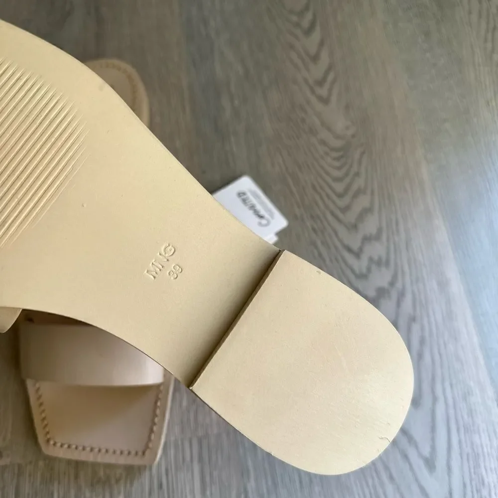 Mango Genuine Leather Sandals Flats